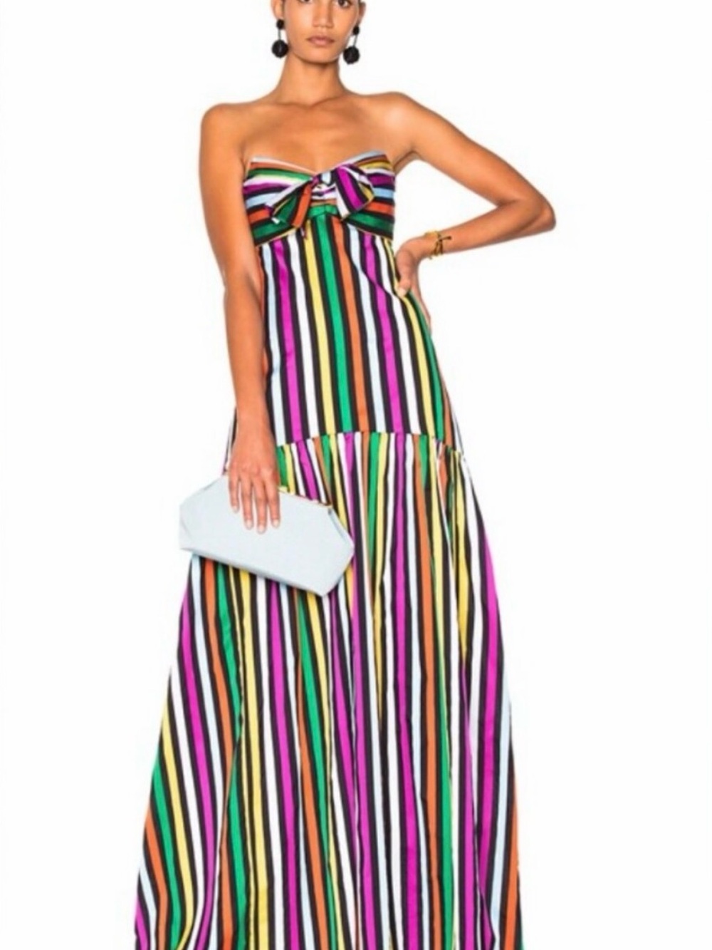 Caroline Constas Strapless Multi-Color Striped Maxi Dress